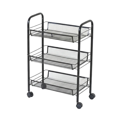 CARLA HOME 3 Tier Rolling Kitchen Trolley Cart - Metal Mesh - Black - Basic - Steel - Image 8