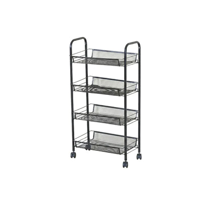 CARLA HOME 4 Tier Rolling Kitchen Trolley Cart - Metal Mesh - Black - Basic - Steel - Image 8