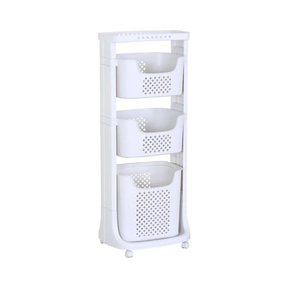 CARLA HOME 3 Tier Rolling Laundry Basket - White with Wheels - Basic - Plastic - 3 - tier Rolling Laundry - Image 8