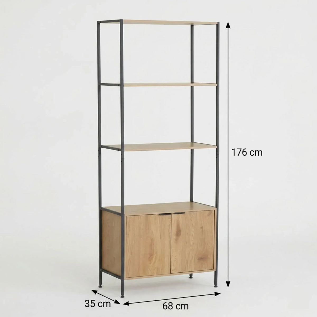 CARLA HOME Bookcase with Cabinet - 3 - Tier Display Shelf - Brown - Storage Cabinet - Image 3