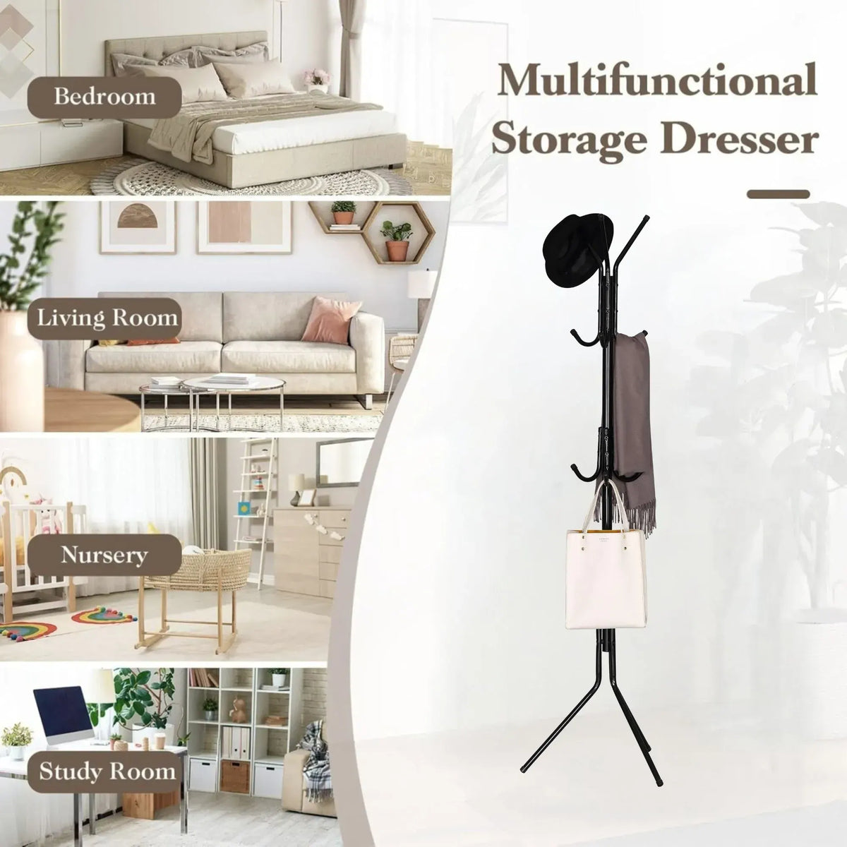 CARLA HOME Metal Coat Rack Stand - 12 Hook Clothes Hanger - Black - Garment Rack - Image 4