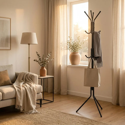 CARLA HOME Metal Coat Rack Stand - 12 Hook Clothes Hanger - Black - Garment Rack - Image 5