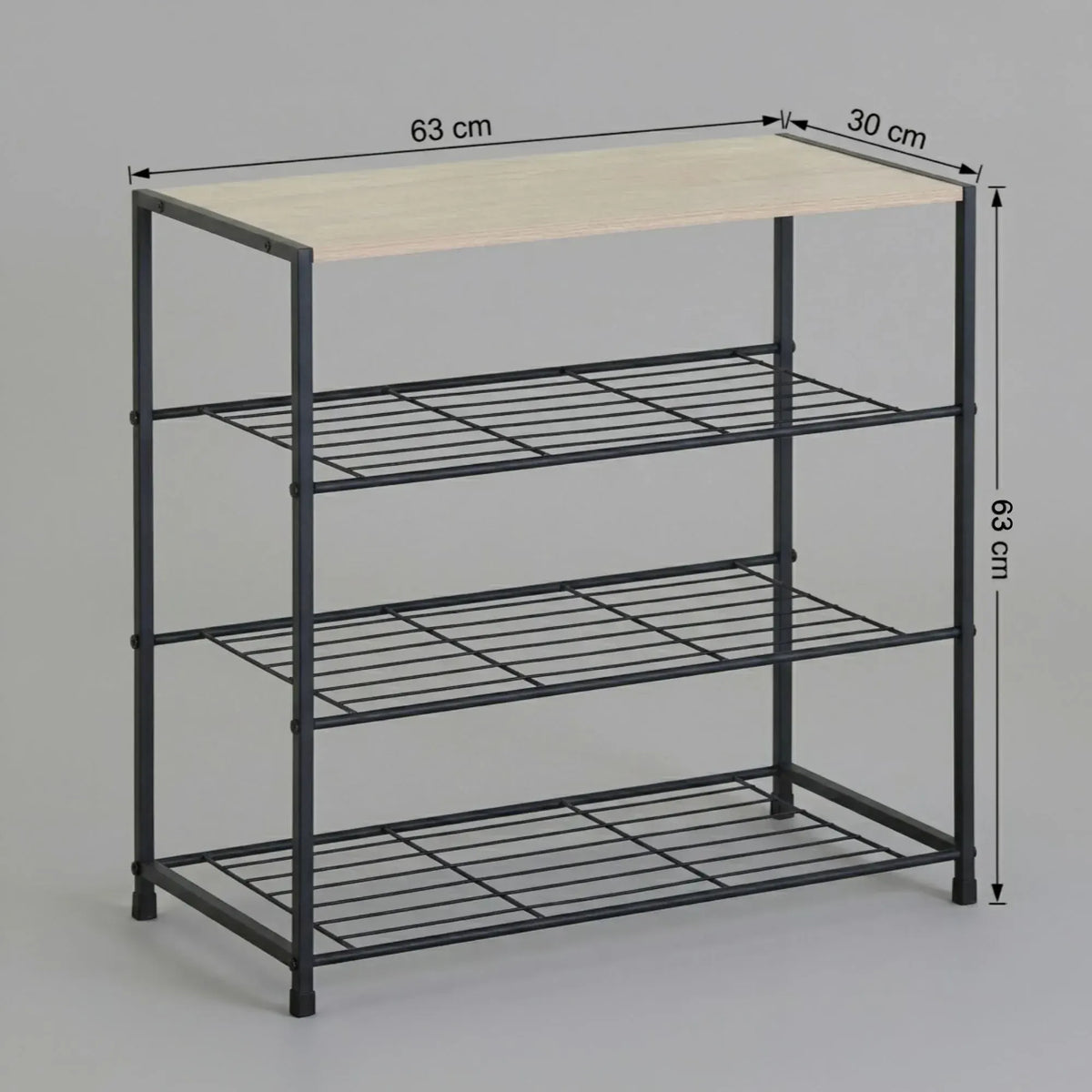 CARLA HOME 4 Tier Shoe Rack with Mdf Top Shelf - Metal - Brown - Rustic - Steel - Metal Mesh Shelves - Image 3