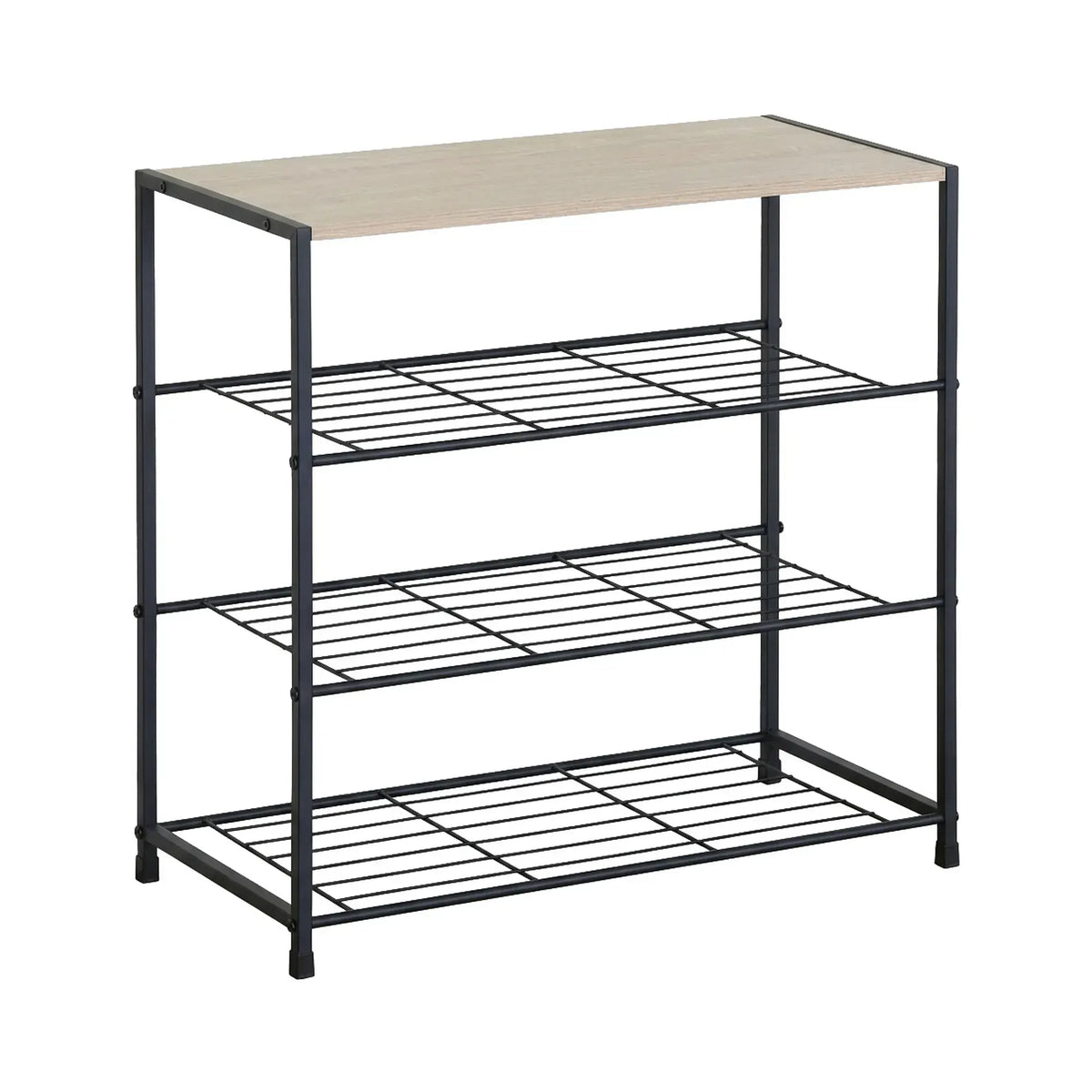 CARLA HOME 4 Tier Shoe Rack with Mdf Top Shelf - Metal - Brown - Rustic - Steel - Metal Mesh Shelves - Image 8
