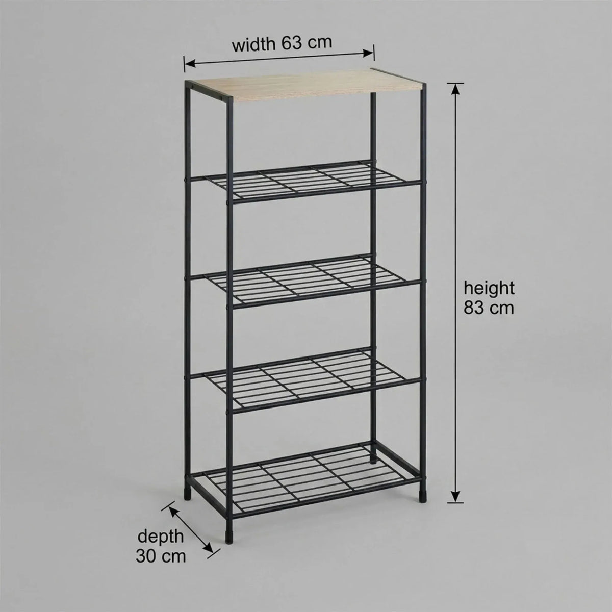 CARLA HOME 5 Tier Shoe Rack - Metal Mesh Organiser - Rustic Brown - Steel - Metal Mesh Shelves - Image 3