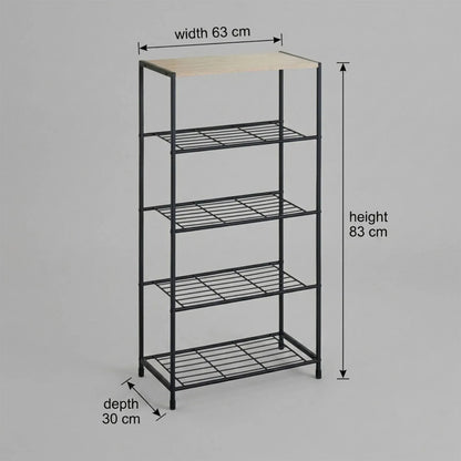 CARLA HOME 5 Tier Shoe Rack - Metal Mesh Organiser - Rustic Brown - Steel - Metal Mesh Shelves - Image 3