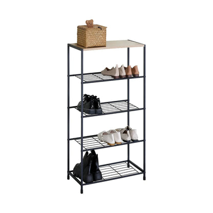 CARLA HOME 5 Tier Shoe Rack - Metal Mesh Organiser - Rustic Brown - Steel - Metal Mesh Shelves - Image 9