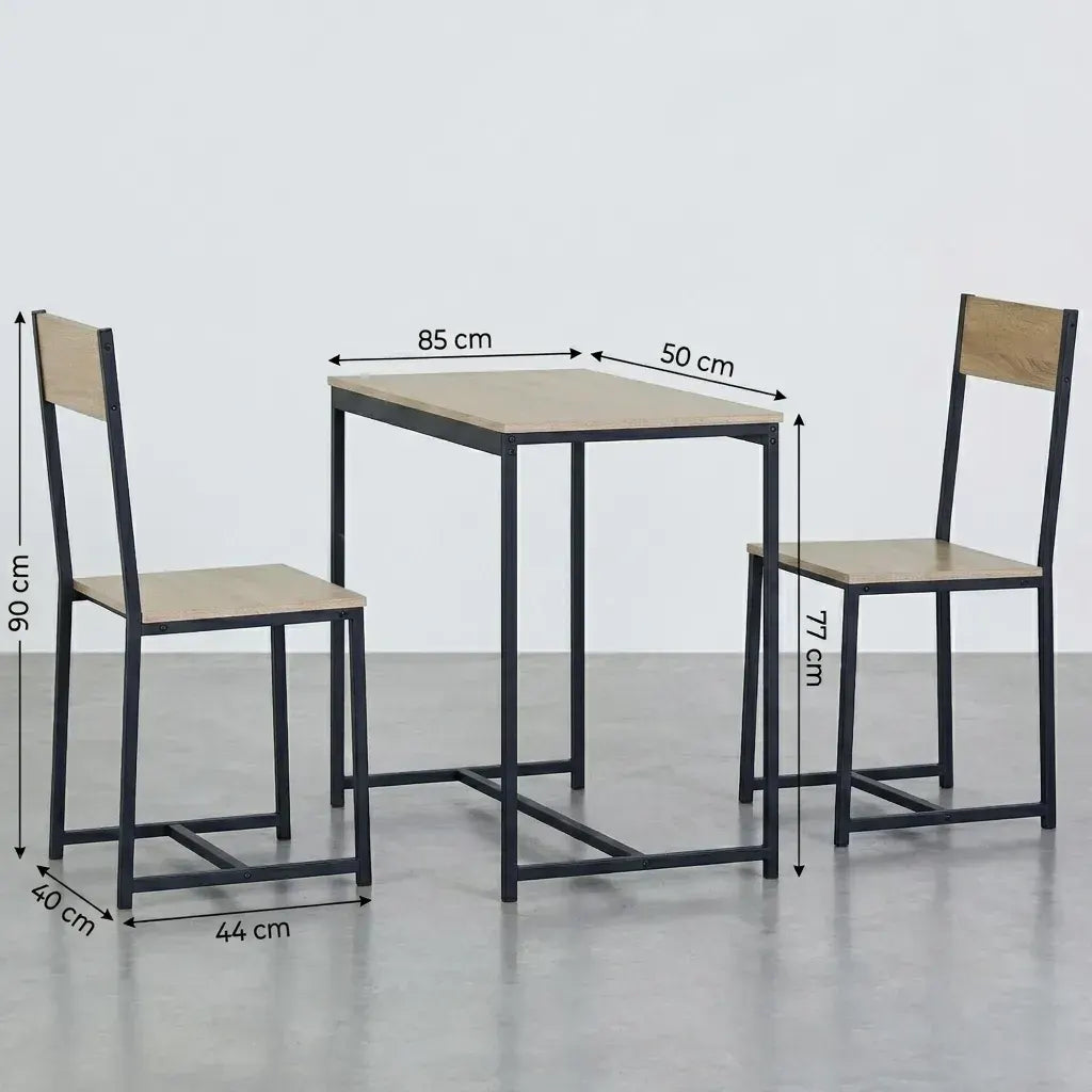 CARLA HOME 3 - Piece Dining Table Set - Square Table 2 Chairs - Brown - Dinning Table - Image 3
