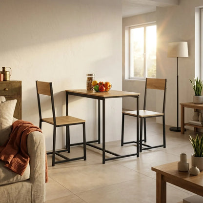CARLA HOME 3 - Piece Dining Table Set - Square Table 2 Chairs - Brown - Dinning Table - Image 5