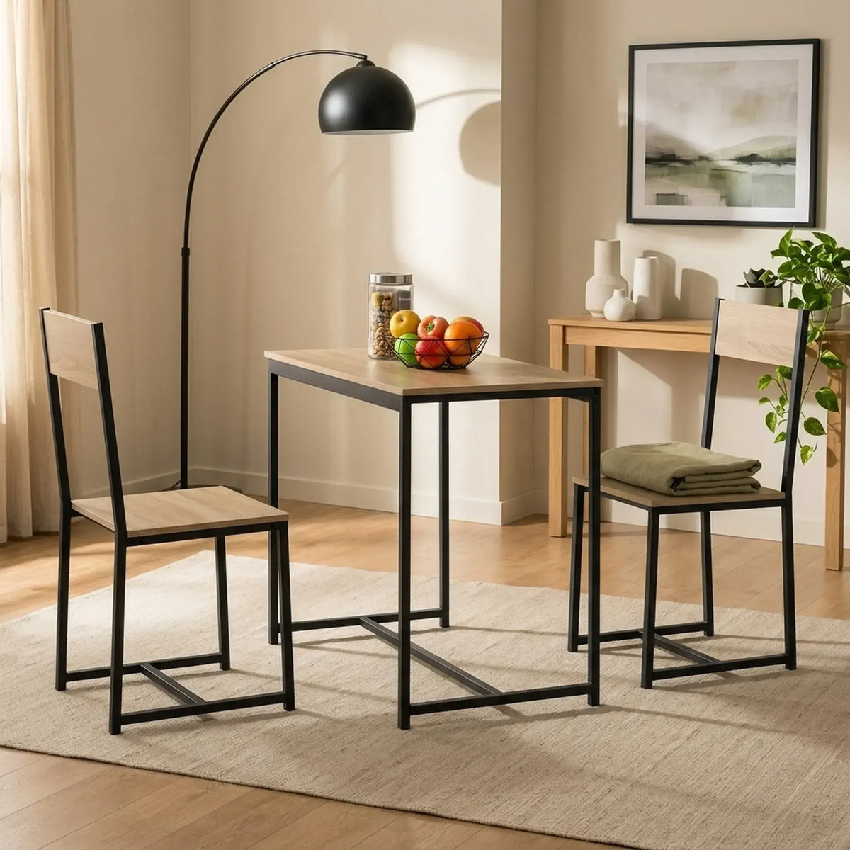CARLA HOME 3 - Piece Dining Table Set - Square Table 2 Chairs - Brown - Dinning Table - Image 6