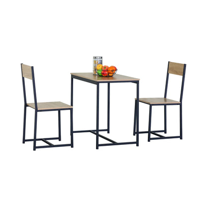 CARLA HOME 3 - Piece Dining Table Set - Square Table 2 Chairs - Brown - Dinning Table - Image 9