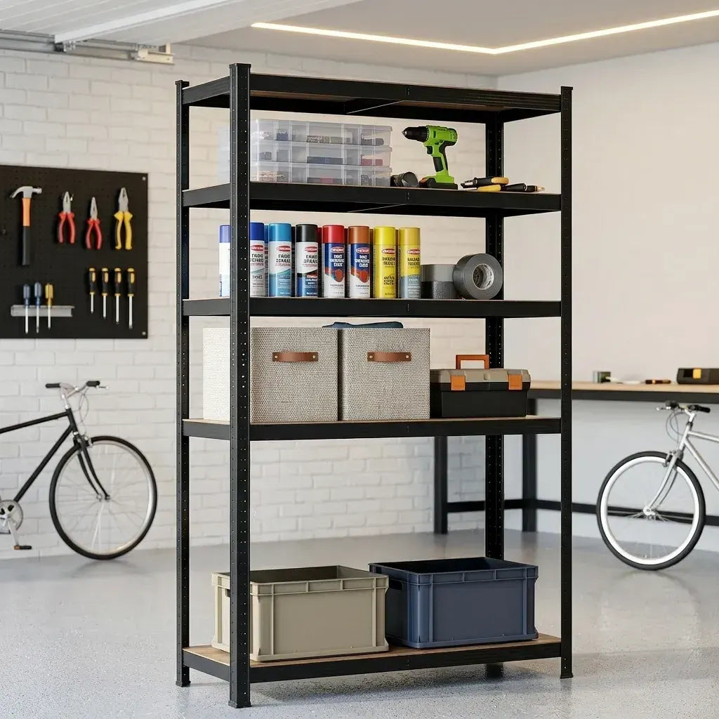 CARLA HOME 5 Tier Steel Shelving Unit - Garage Storage Shelf - Black - Modern - Image 2