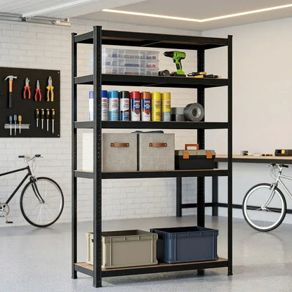 CARLA HOME 5 Tier Steel Shelving Unit - Garage Storage Shelf - Black - Modern - Image 2
