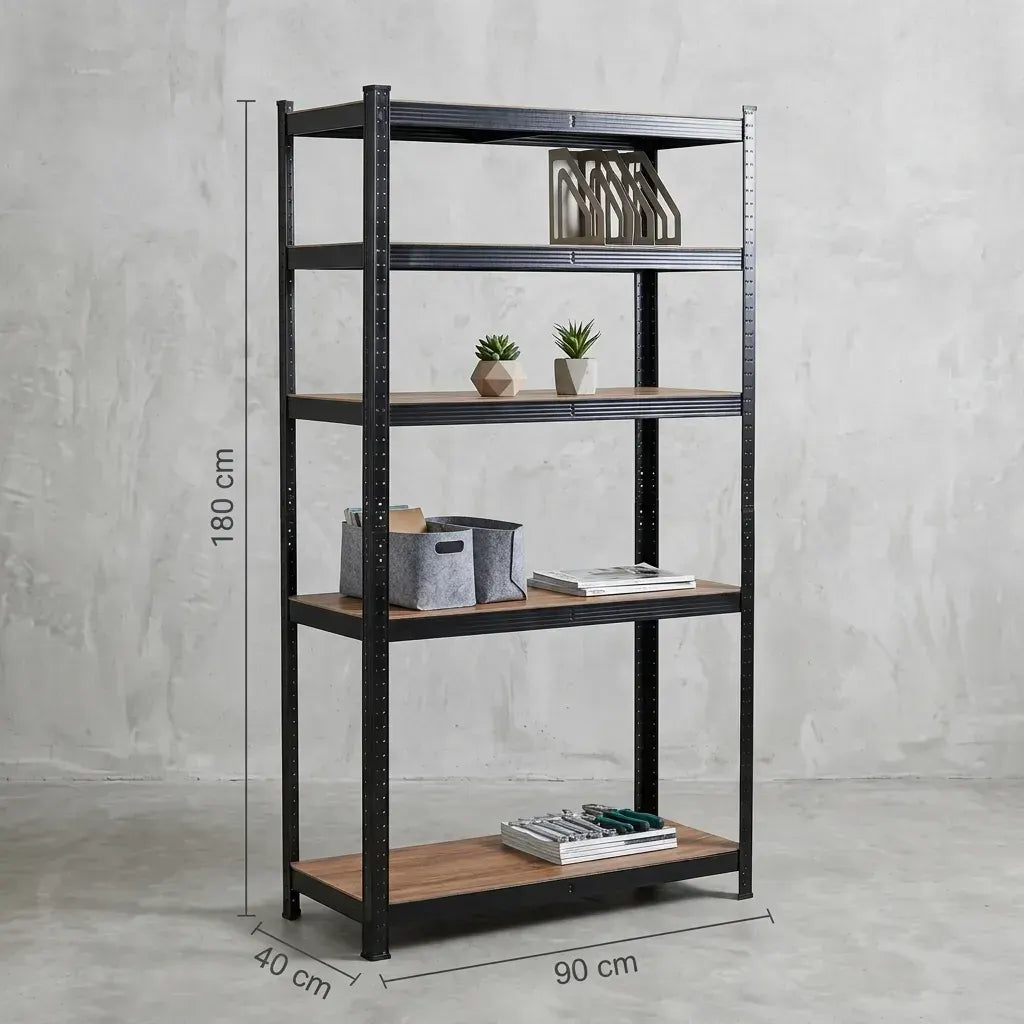 CARLA HOME 5 Tier Steel Shelving Unit - Garage Storage Shelf - Black - Modern - Image 3