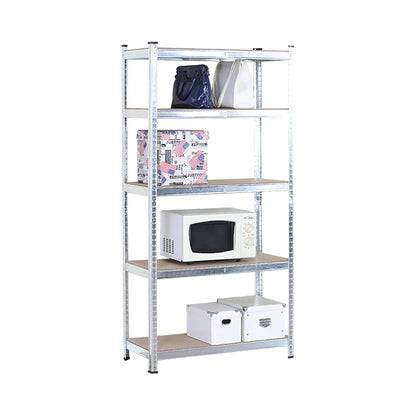 CARLA HOME 5 Tier Steel Shelving Unit - Garage Storage Shelf - Silver Modern