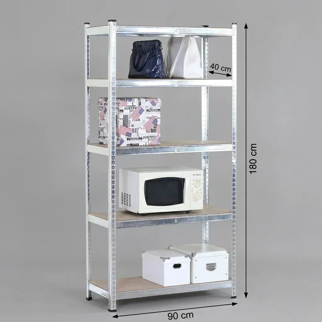 CARLA HOME 5 Tier Steel Shelving Unit - Garage Storage Shelf - Silver Modern - Image 3