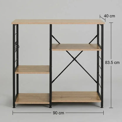 CARLA HOME Kitchen Baker's Rack 4 Tier - Metal Shelf with Hooks - Brown - Kitchen Rack - Image 3