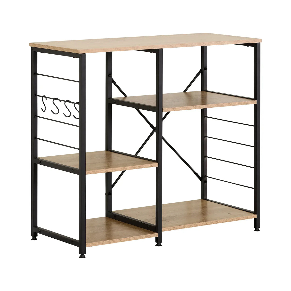 CARLA HOME Kitchen Baker's Rack 4 Tier - Metal Shelf with Hooks - Brown - Kitchen Rack - Image 8