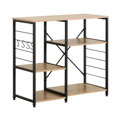 CARLA HOME Kitchen Baker's Rack 4 Tier - Metal Shelf with Hooks - Brown - Kitchen Rack - Image 8