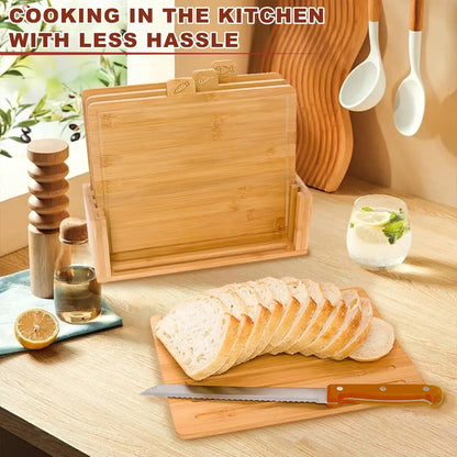 CARLA HOME Bamboo Cutting Board Set with Stand, 4 Pieces for Kitchen - Image 7