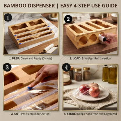 CARLA HOME Bamboo Wrap Organiser, 5 in 1 Dispenser with Cutter for Kitchen - Image 7