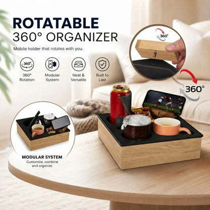 CARLA HOME Couch Cup Holder Tray, Wood Sofa Caddy, Antislip , Living Room - Image 4