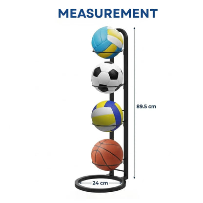 CARLA HOME 4 Tier Ball Storage Rack - Vertical Metal Stand - Black - Basketball Hoop - Image 4