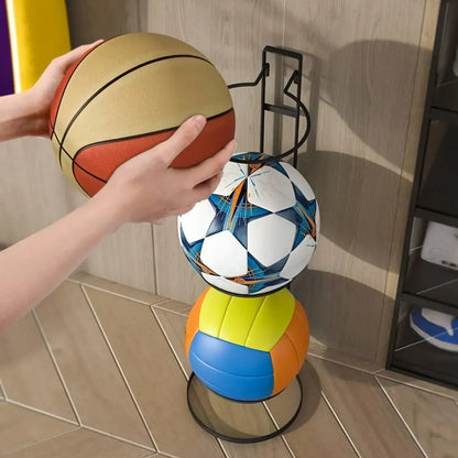 CARLA HOME 4 Tier Ball Storage Rack - Vertical Metal Stand - Black - Basketball Hoop - Image 7