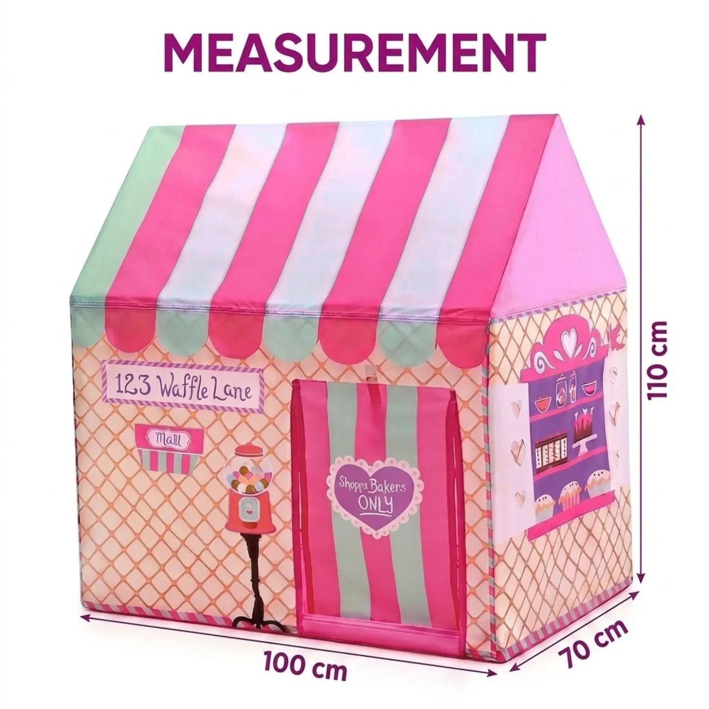 CARLA HOME Kids Ice Cream Bakery Play Tent Pink Pop Up Playhouse - Outdoor Play Equipment Play Tents & Tunnels - Image 3