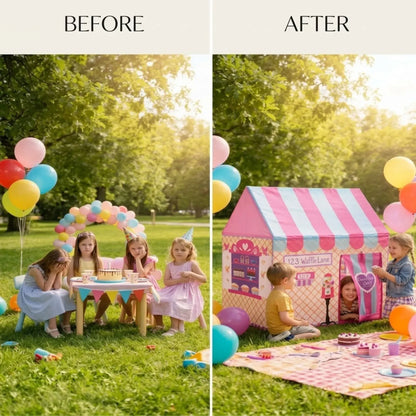 CARLA HOME Kids Ice Cream Bakery Play Tent Pink Pop Up Playhouse - Outdoor Play Equipment Play Tents & Tunnels - Image 5