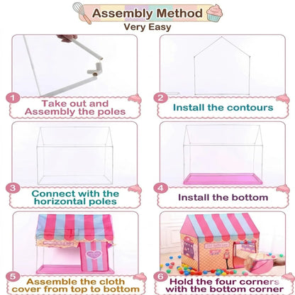 CARLA HOME Kids Ice Cream Bakery Play Tent Pink Pop Up Playhouse - Outdoor Play Equipment Play Tents & Tunnels - Image 9