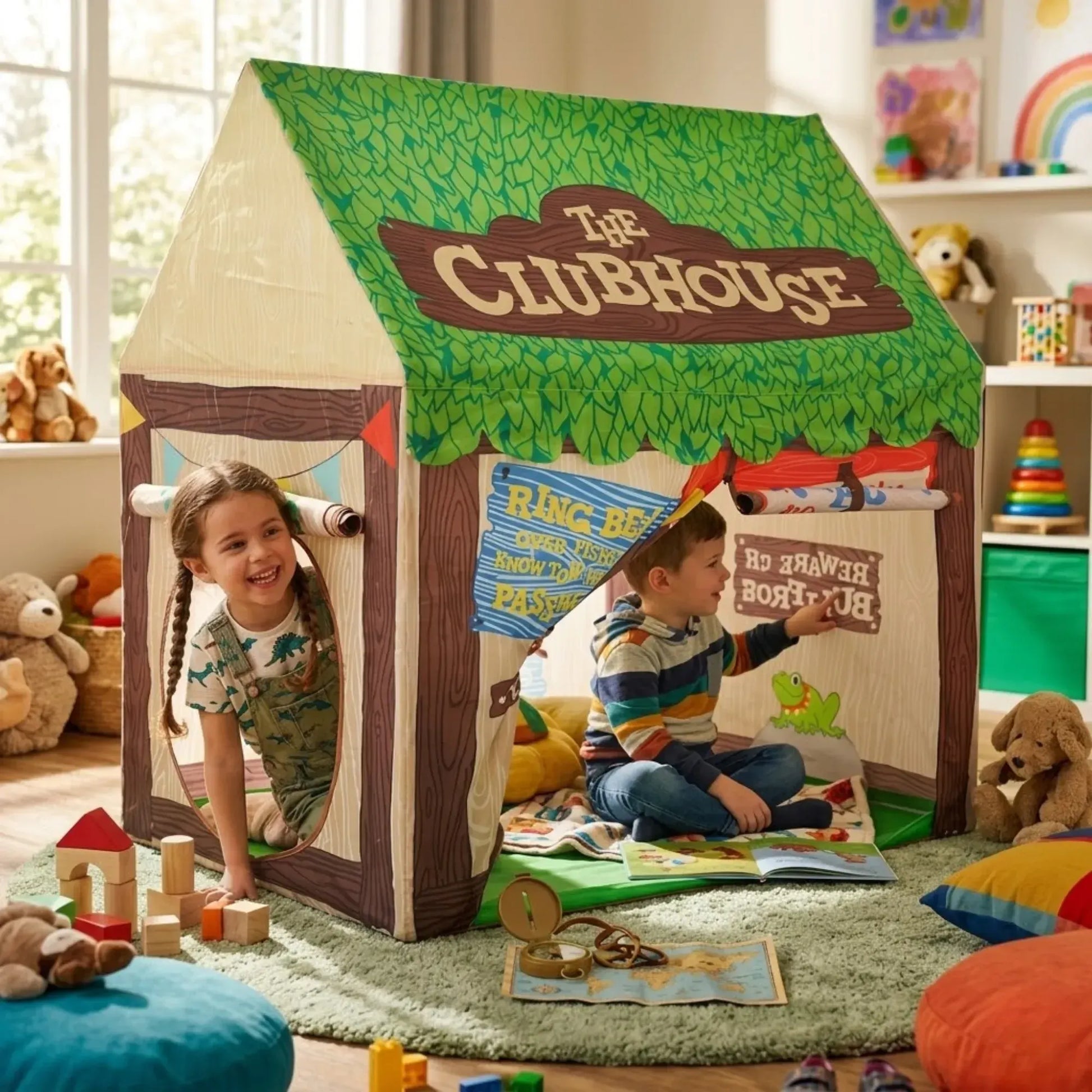 CARLA HOME Kids Clubhouse Play Tent - Green - Outdoor Play Equipment Play Tents & Tunnels - Image 2
