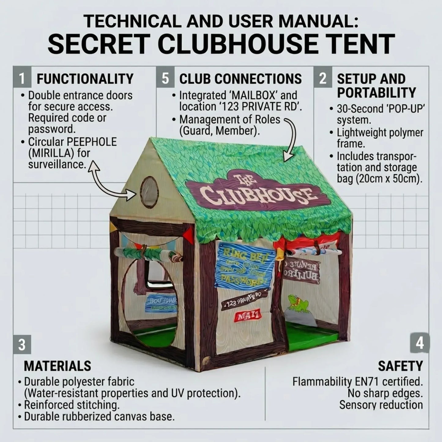 CARLA HOME Kids Clubhouse Play Tent - Green - Outdoor Play Equipment Play Tents & Tunnels - Image 3