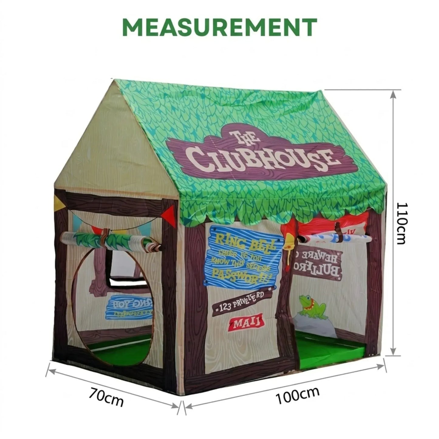 CARLA HOME Kids Clubhouse Play Tent - Green - Outdoor Play Equipment Play Tents & Tunnels - Image 4