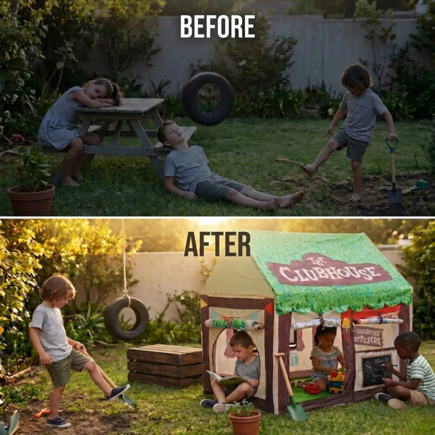 CARLA HOME Kids Clubhouse Play Tent - Green - Outdoor Play Equipment Play Tents & Tunnels - Image 5