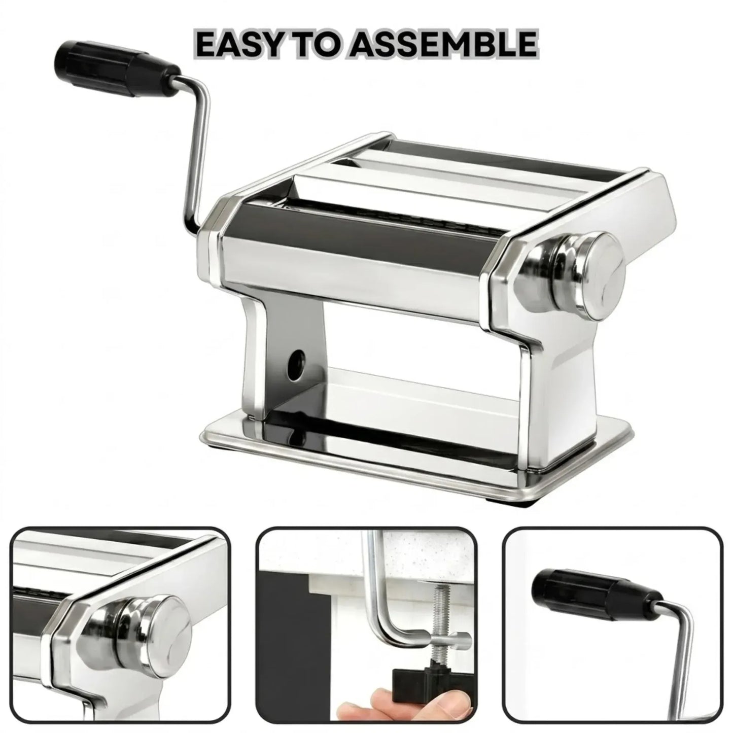 CARLA HOME Pasta Maker Machine - Hand Crank Noodle Maker - Grey - Kitchen Appliances Pasta Makers - Image 6