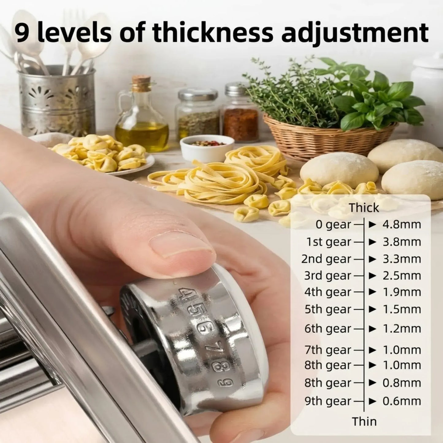 CARLA HOME Pasta Maker Machine - Hand Crank Noodle Maker - Grey - Kitchen Appliances Pasta Makers - Image 7