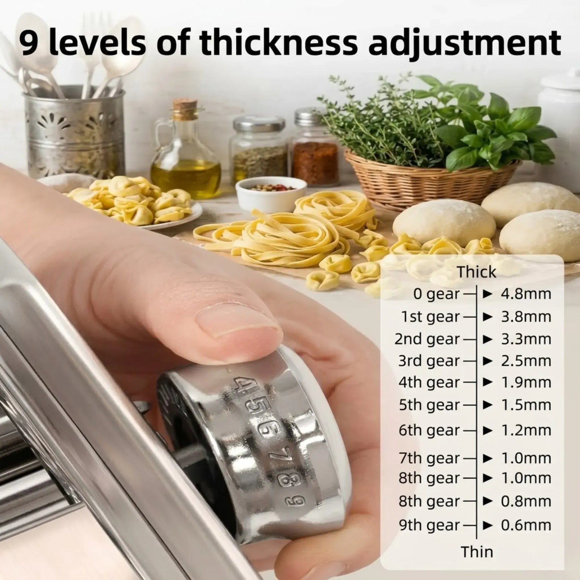 CARLA HOME Pasta Maker Machine - Hand Crank Noodle Maker - Grey - Kitchen Appliances Pasta Makers - Image 7