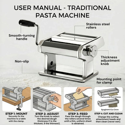 CARLA HOME Pasta Maker Machine - Hand Crank Noodle Maker - Grey - Kitchen Appliances Pasta Makers - Image 8