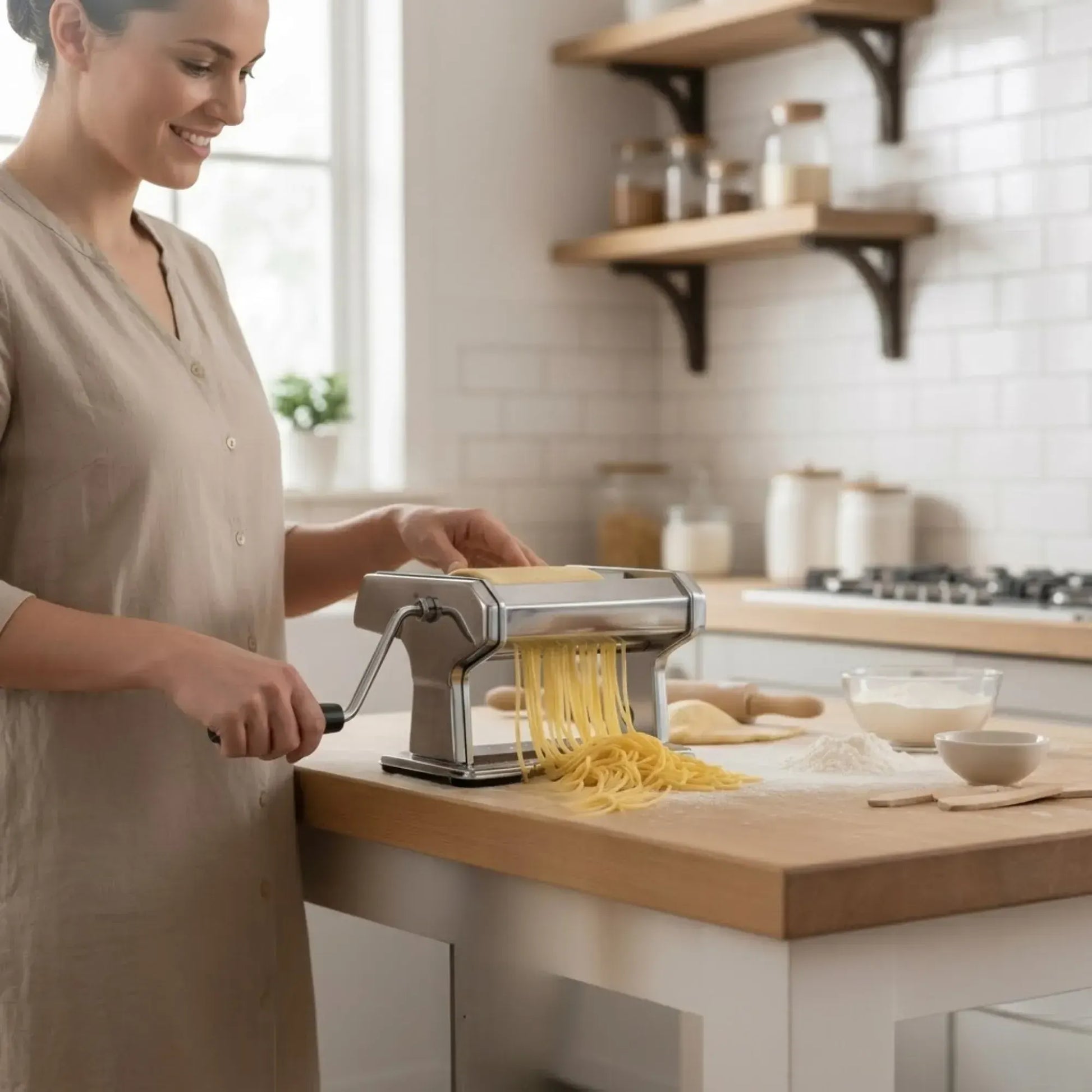 CARLA HOME Pasta Maker Machine - Hand Crank Noodle Maker - Grey - Kitchen Appliances Pasta Makers - Image 9