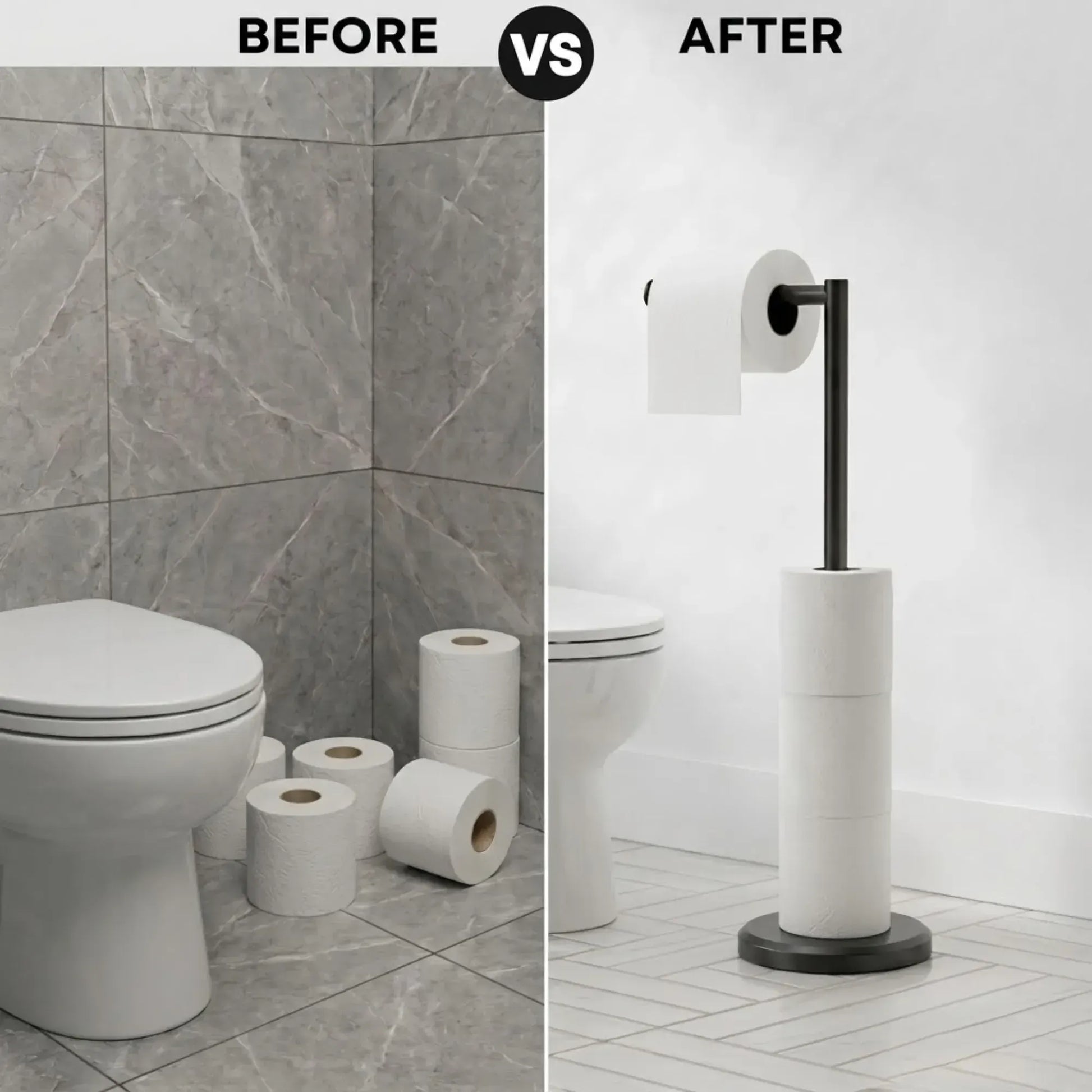 CARLA HOME Toilet Paper Holder Stand with Storage - Black - METAL - Bathroom Accessories Toilet Paper Holders - Image 5