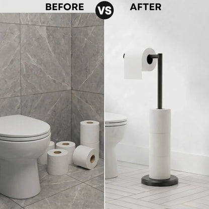 CARLA HOME Toilet Paper Holder Stand with Storage - Black - METAL - Bathroom Accessories Toilet Paper Holders - Image 5