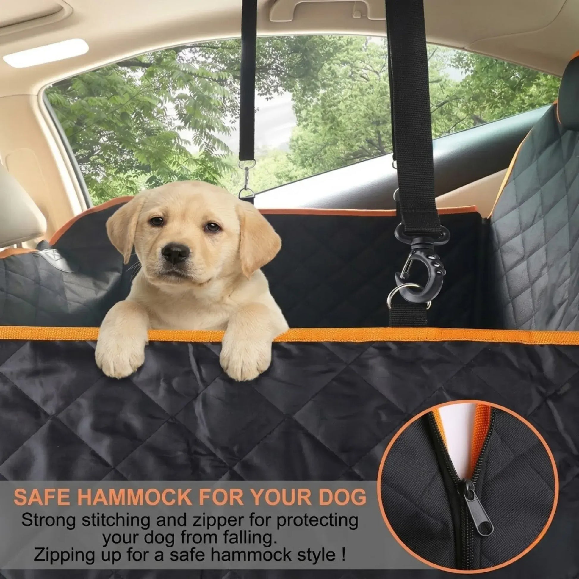 CARLA HOME Waterproof Dog Car Seat Cover Hammock - Black - Nylon - Dog Set Cover - Image 5