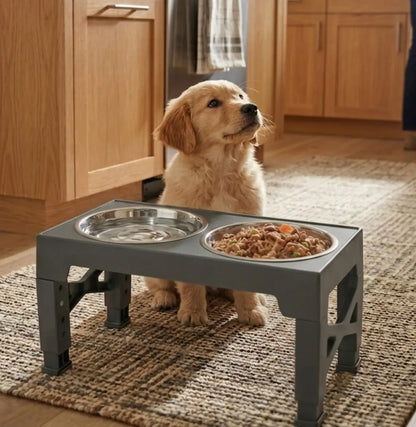 CARLA HOME Raised Dog Bowl Stand - 4 - Height Adjustable - Black - Pet Feeder - Metal - Image 2