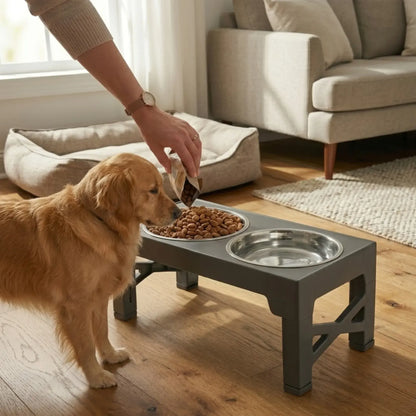 CARLA HOME Raised Dog Bowl Stand - 4 - Height Adjustable - Black - Pet Feeder - Metal - Image 8