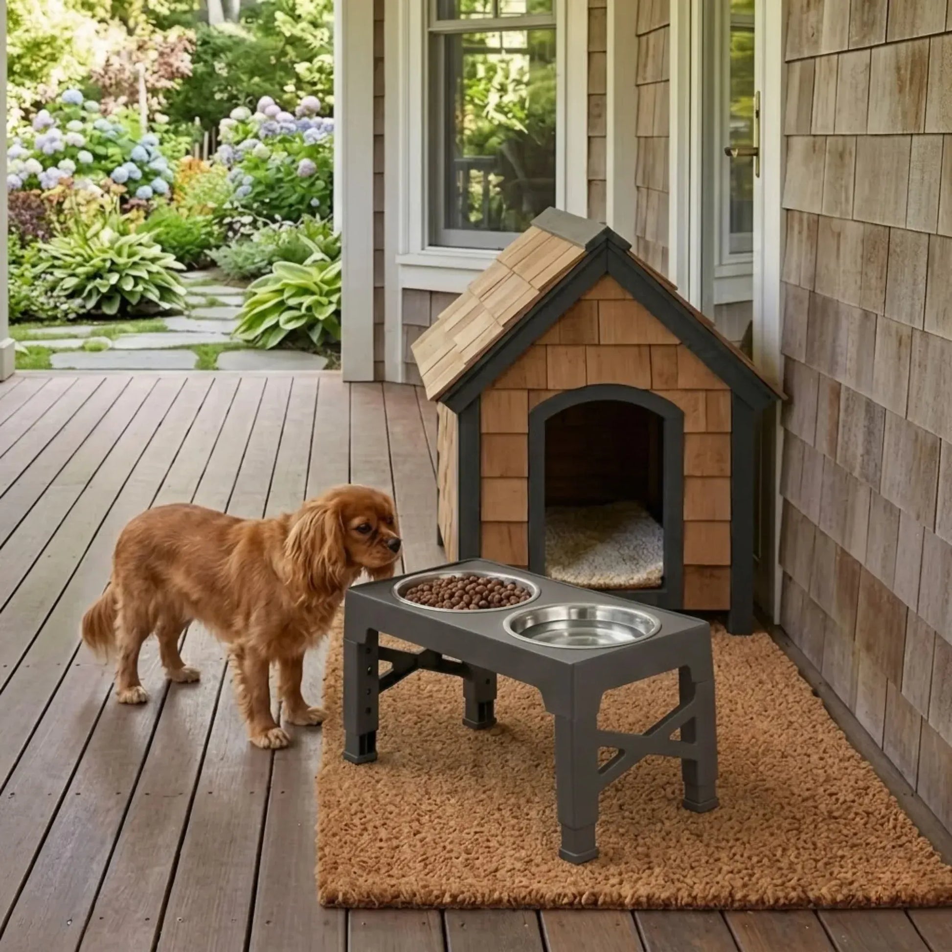 CARLA HOME Raised Dog Bowl Stand - 4 - Height Adjustable - Black - Pet Feeder - Metal - Image 9