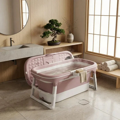 CARLA HOME Foldable Bathtub Adult - Collapsible Soaking Tub - Pink - Folding Bathub - Image 2