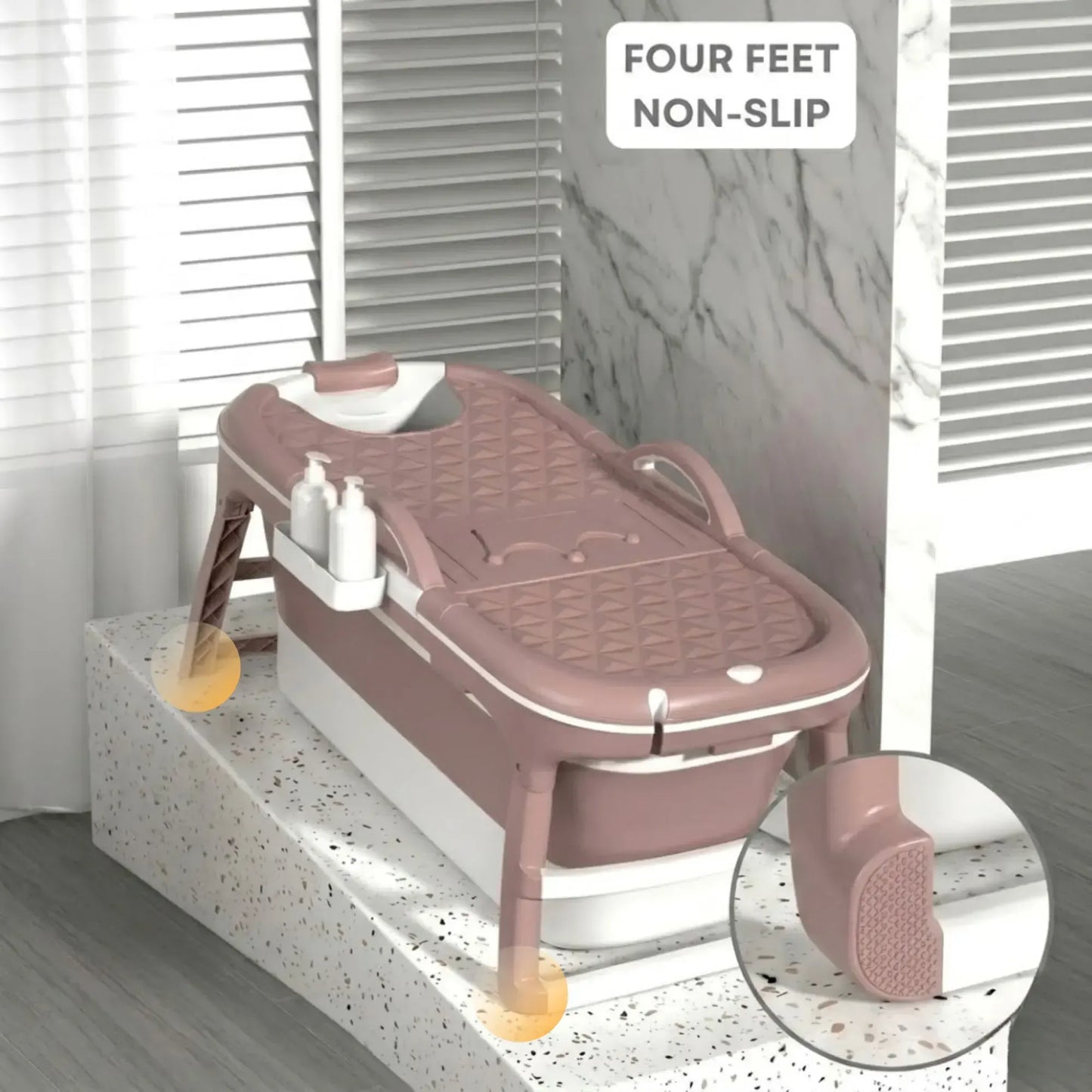 CARLA HOME Foldable Bathtub Adult - Collapsible Soaking Tub - Pink - Folding Bathub - Image 6