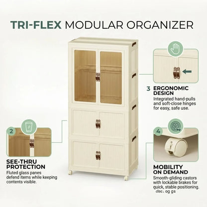 CARLA HOME 3 - Tier Foldable Wardrobe Cabinet - White - Plastic - Clothe Storage - Image 4