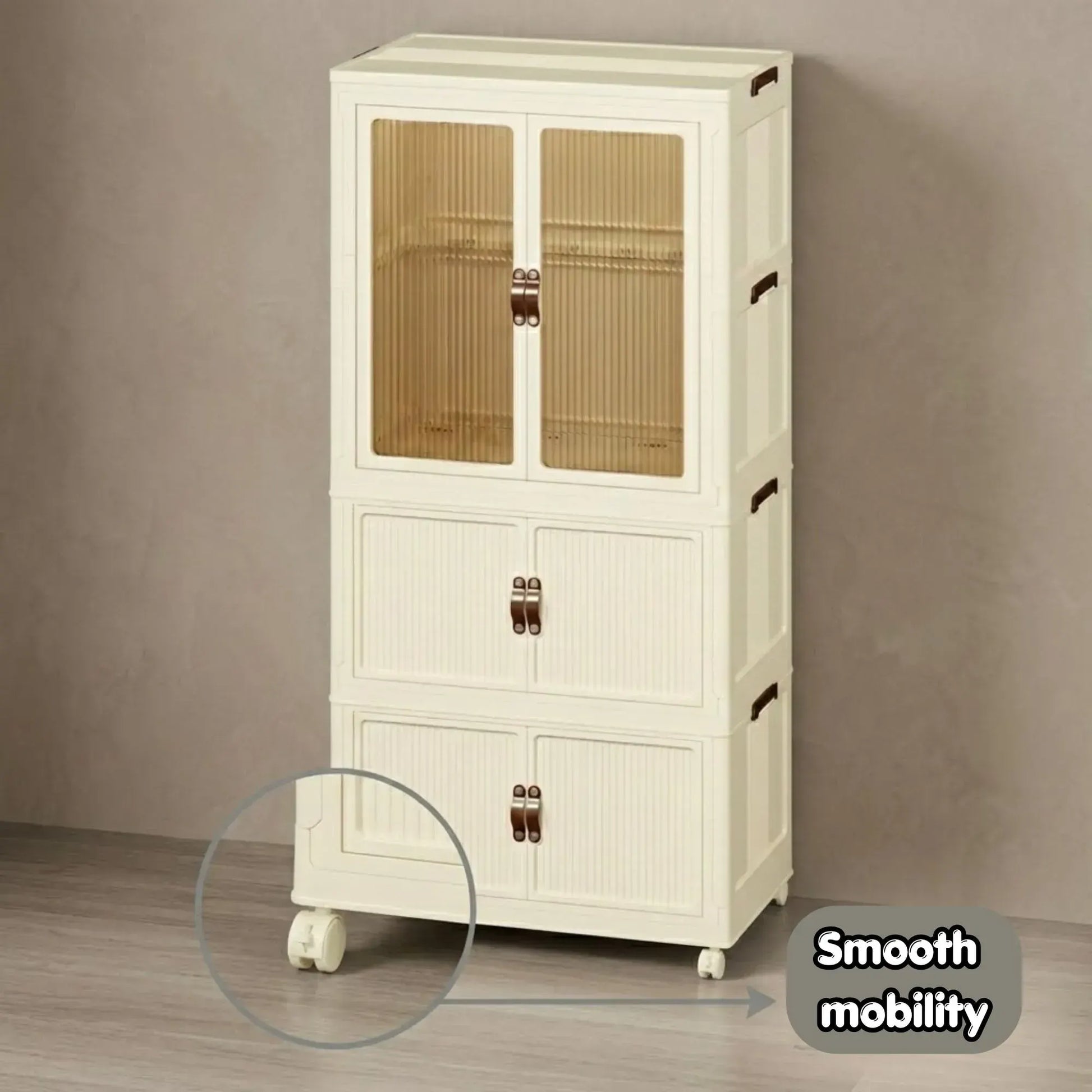 CARLA HOME 3 - Tier Foldable Wardrobe Cabinet - White - Plastic - Clothe Storage - Image 8